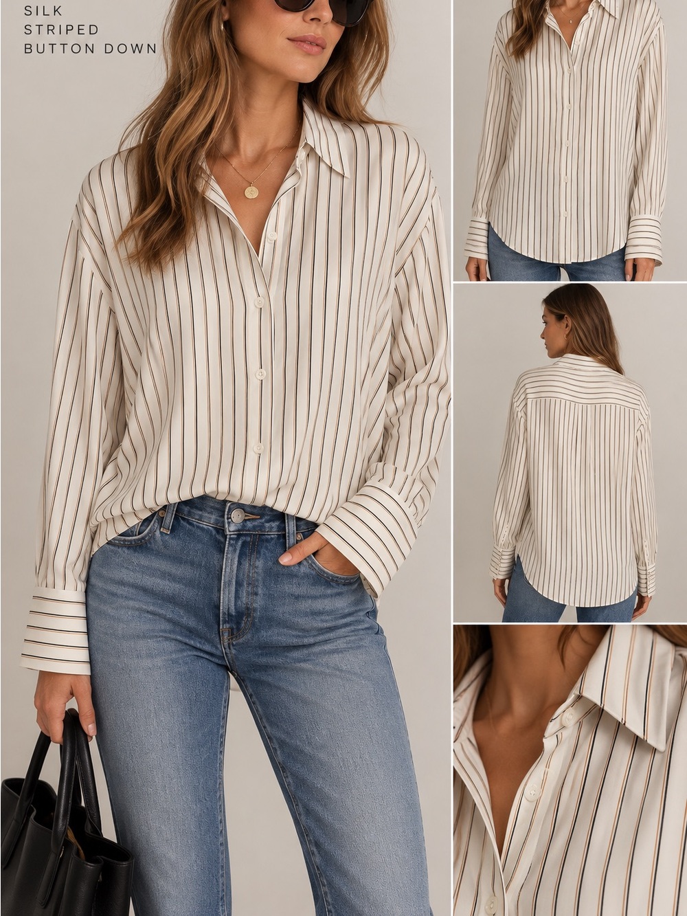 FRAME 100% Women’s Silk Striped Button Down Blouse XS Off White Multi